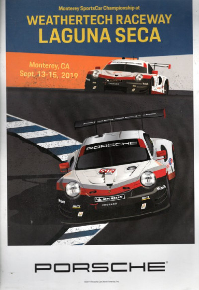 Image for 2019 IMSA PORSCHE MOTORSPORT Laguna Seca, Monterey CA POSTER GTLM 911 GT3 18"X12